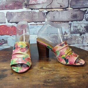 Patricia Nash "Poema" Floral Print Leather Mules